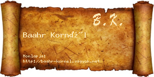 Baahr Kornél névjegykártya